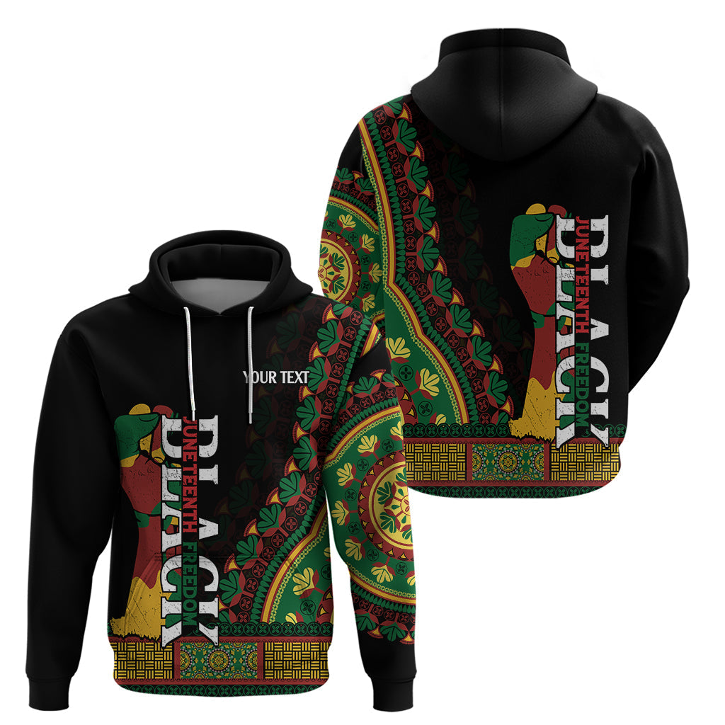 Custom Jundteenth Hoodie Black Jundteenth Freedom Africa Pattern LT9