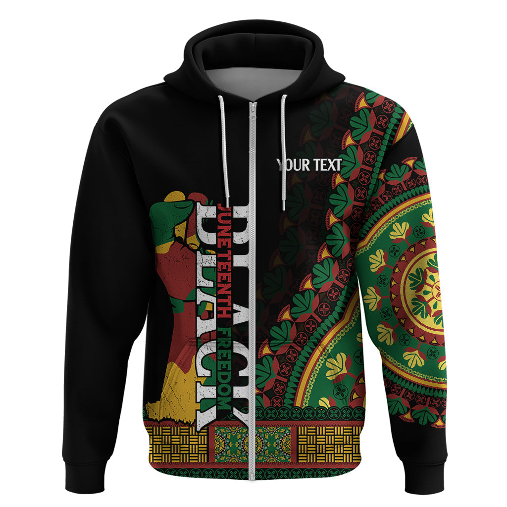 Custom Jundteenth Hoodie Black Jundteenth Freedom Africa Pattern LT9