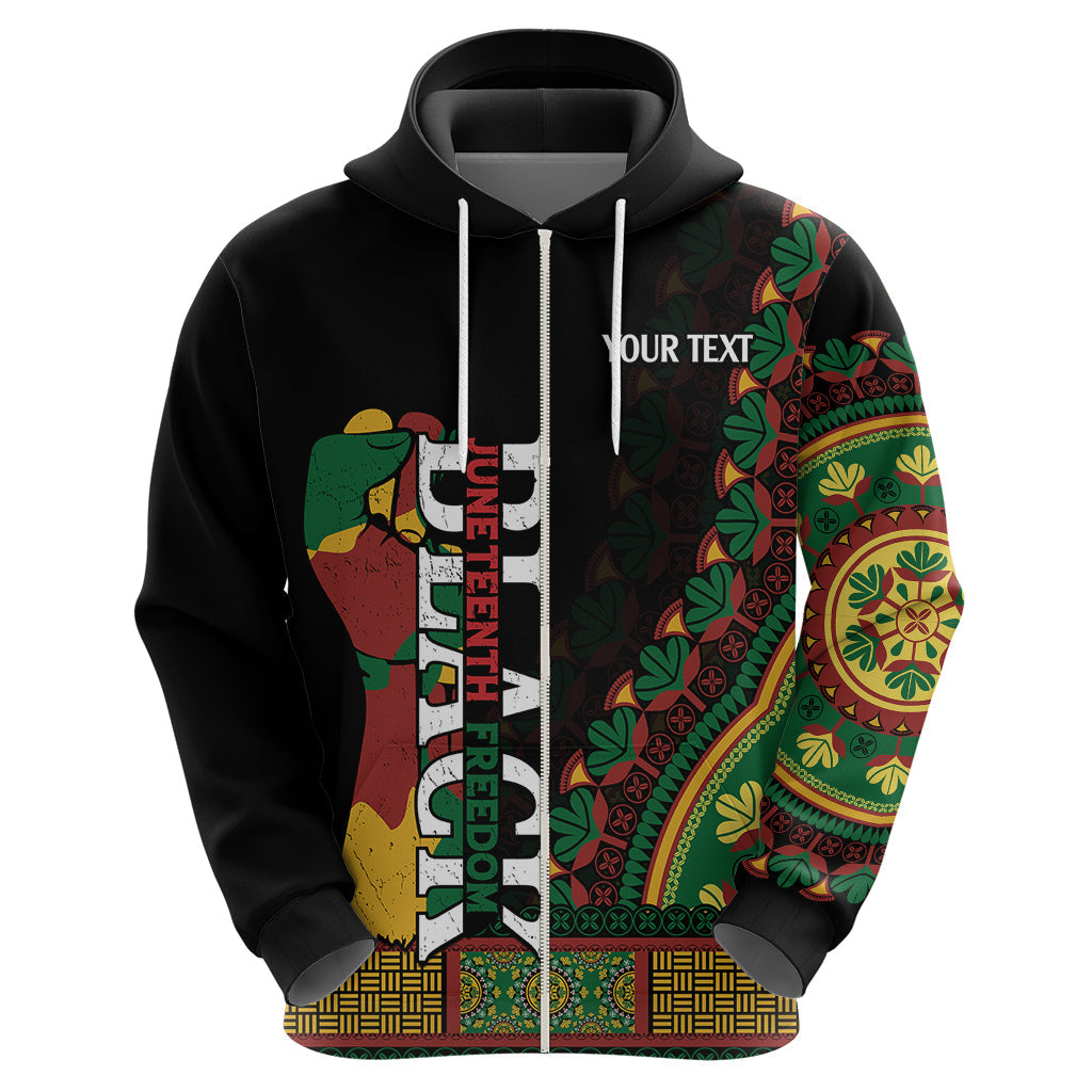 Custom Jundteenth Hoodie Black Jundteenth Freedom Africa Pattern LT9