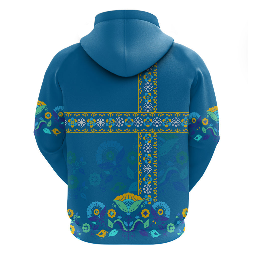 Sweden Hoodie Konungariket Sverige Scandinavian Pattern LT9
