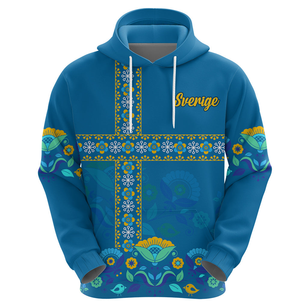 Sweden Hoodie Konungariket Sverige Scandinavian Pattern LT9