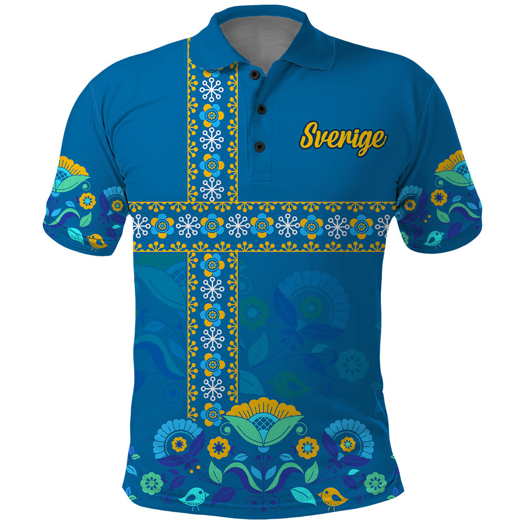 Sweden Polo Shirt Konungariket Sverige Scandinavian Pattern LT9