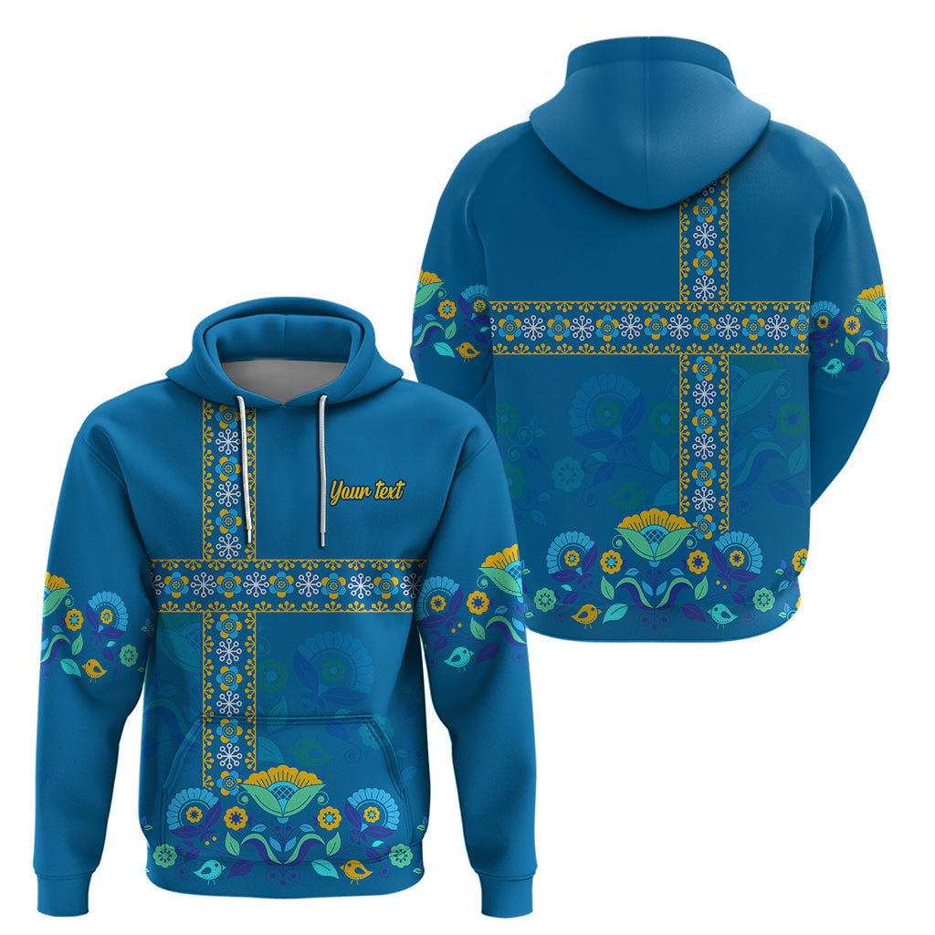 Custom Sweden Hoodie Konungariket Sverige Scandinavian Pattern LT9
