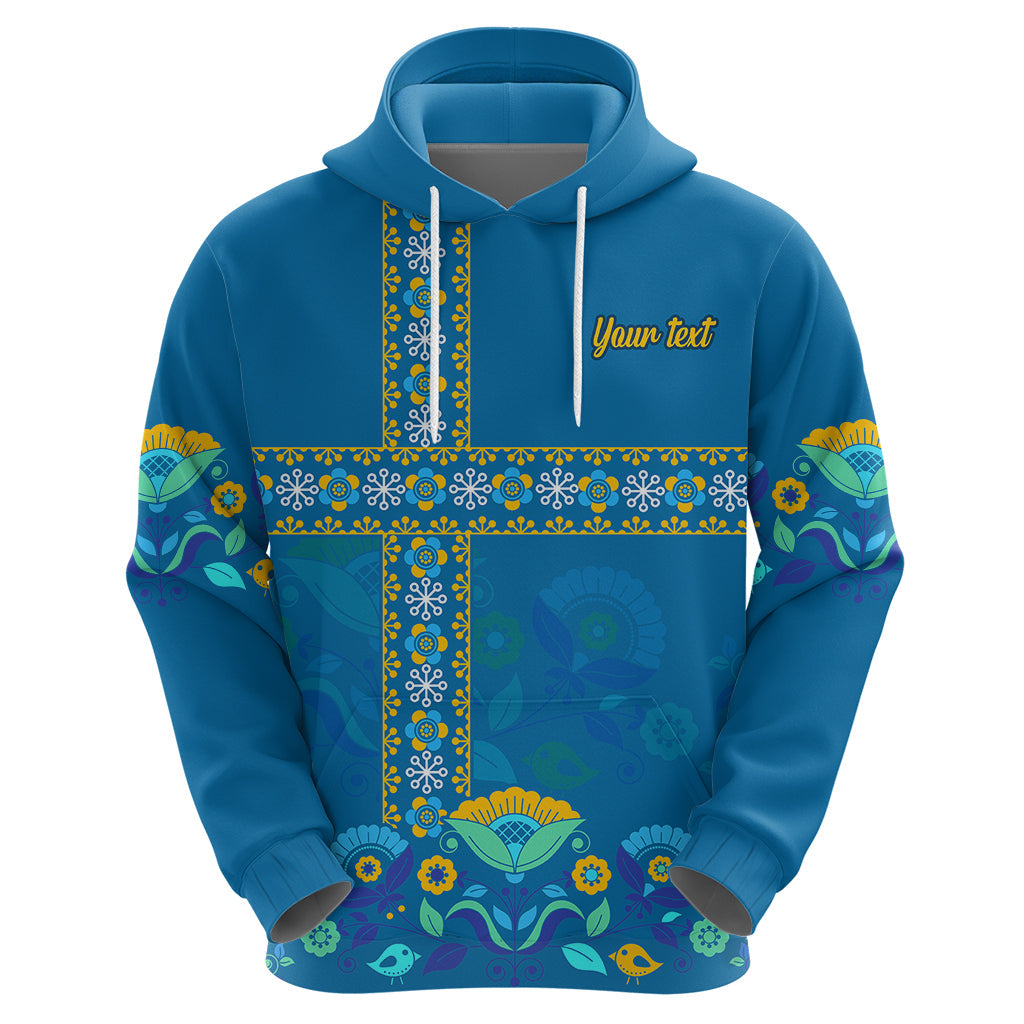 Custom Sweden Hoodie Konungariket Sverige Scandinavian Pattern LT9