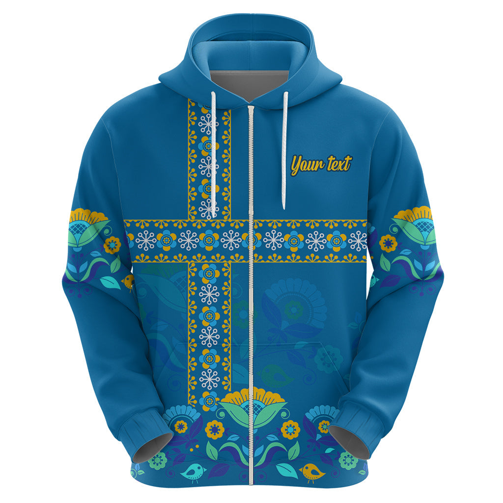 Custom Sweden Hoodie Konungariket Sverige Scandinavian Pattern LT9