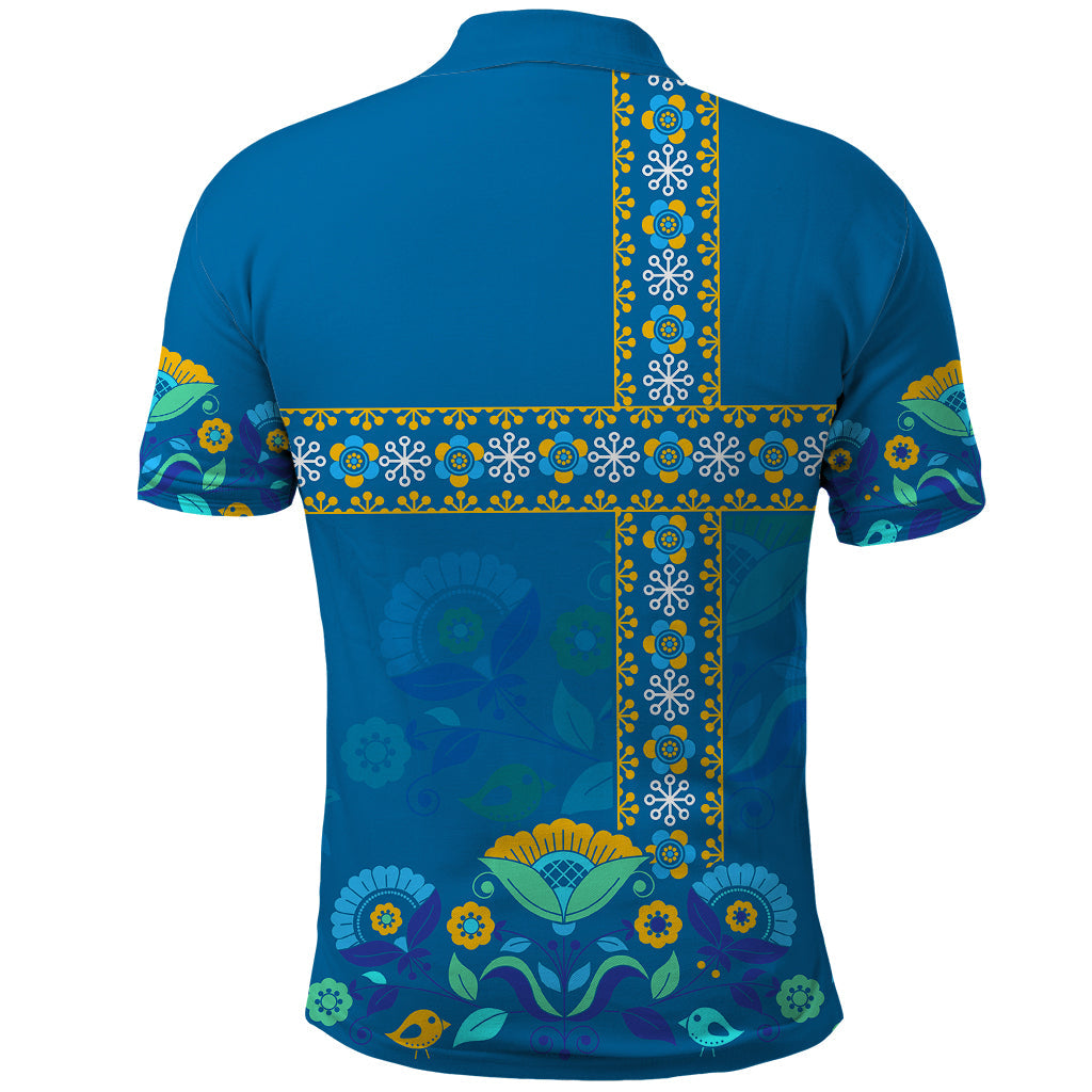 Custom Sweden Polo Shirt Konungariket Sverige Scandinavian Pattern LT9