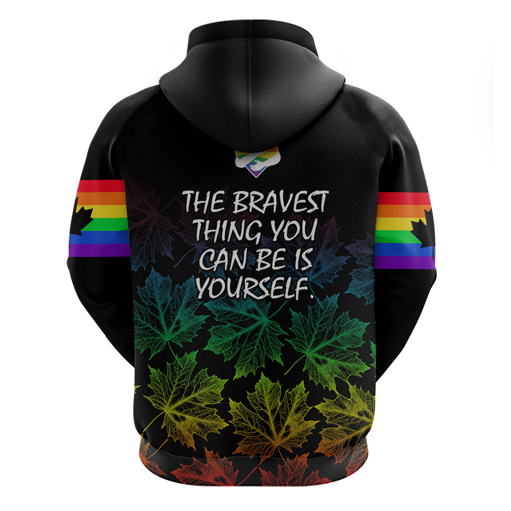 Canada LGBT History Month Hoodie Hugging Rainbow Maple Leaves LT9
