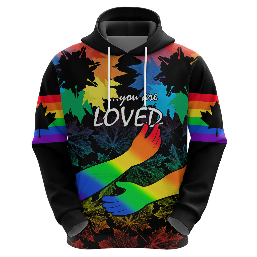 Canada LGBT History Month Hoodie Hugging Rainbow Maple Leaves LT9