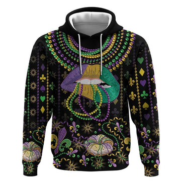 Mardi Gras Lips Queen Beads Hoodie LT9