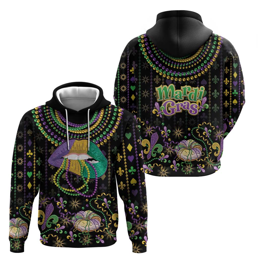 Mardi Gras Lips Queen Beads Hoodie LT9