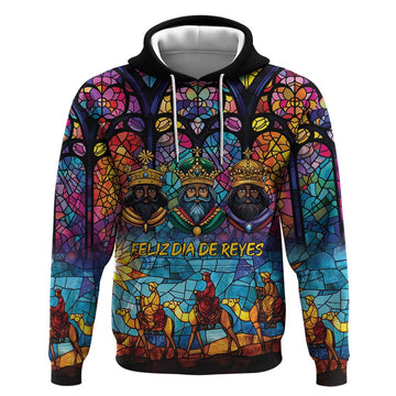 Epiphany Three Kings Day Hoodie Stained Glass Window Style LT9