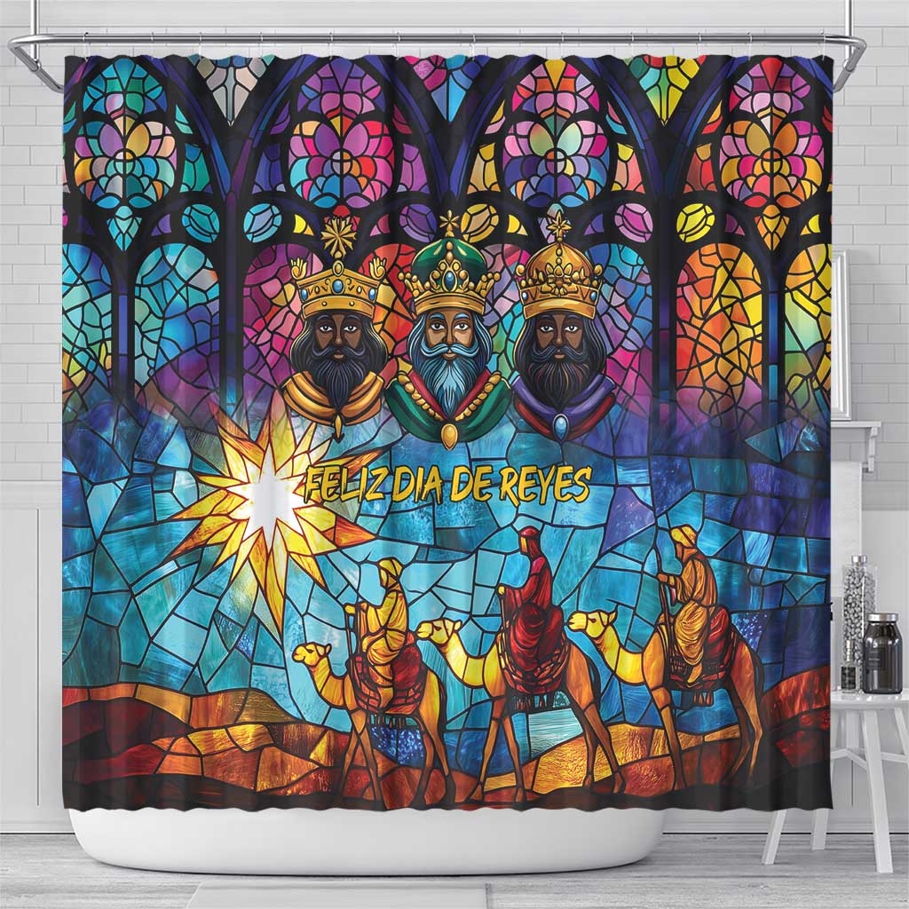 Epiphany Three Kings Day Shower Curtain Stained Glass Window Style LT9
