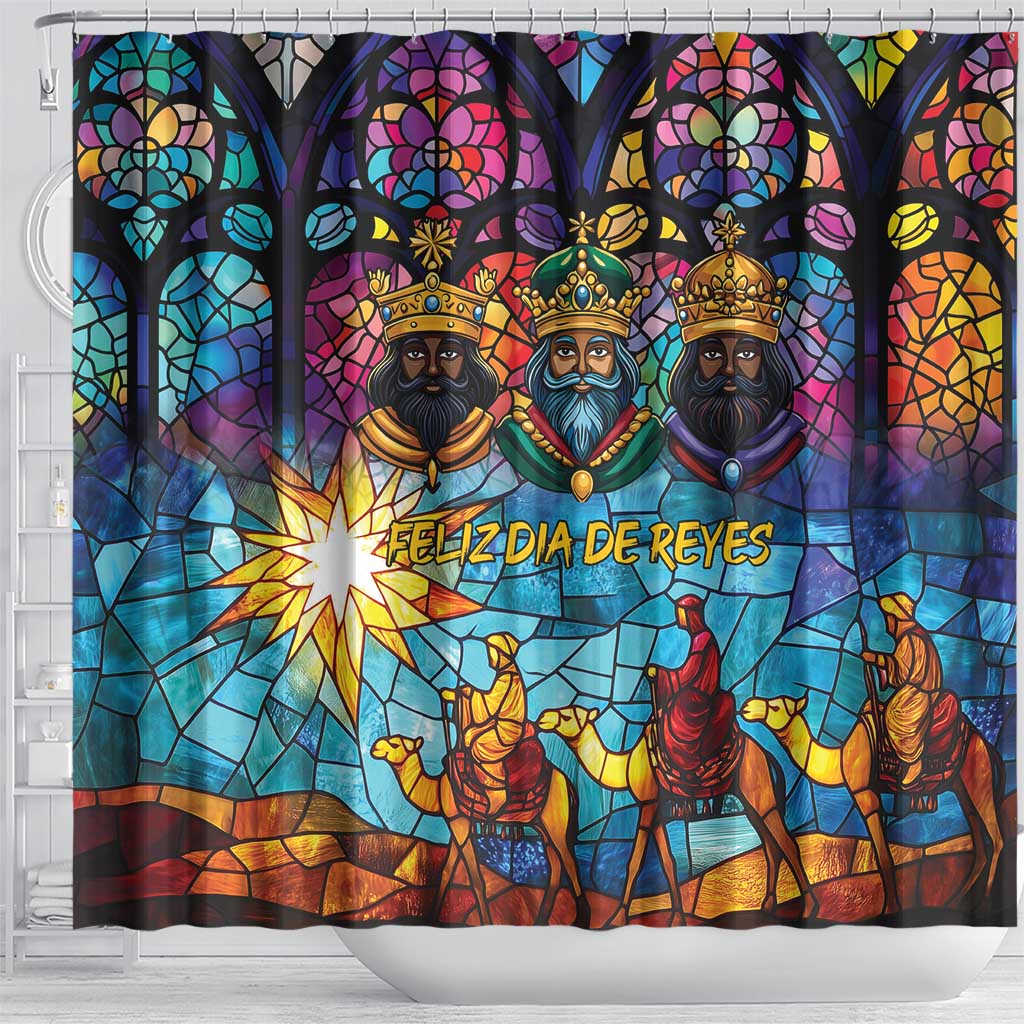 Epiphany Three Kings Day Shower Curtain Stained Glass Window Style LT9