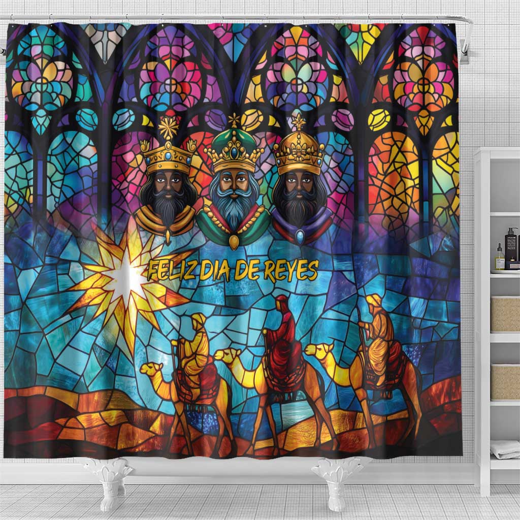 Epiphany Three Kings Day Shower Curtain Stained Glass Window Style LT9