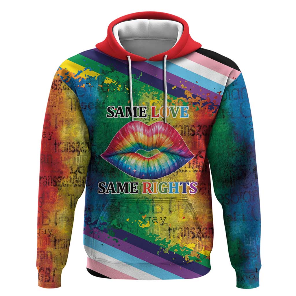 Beautiful Rainbow Lips Kiss Hoodie LGBTQ Same Love Same Rights LT9
