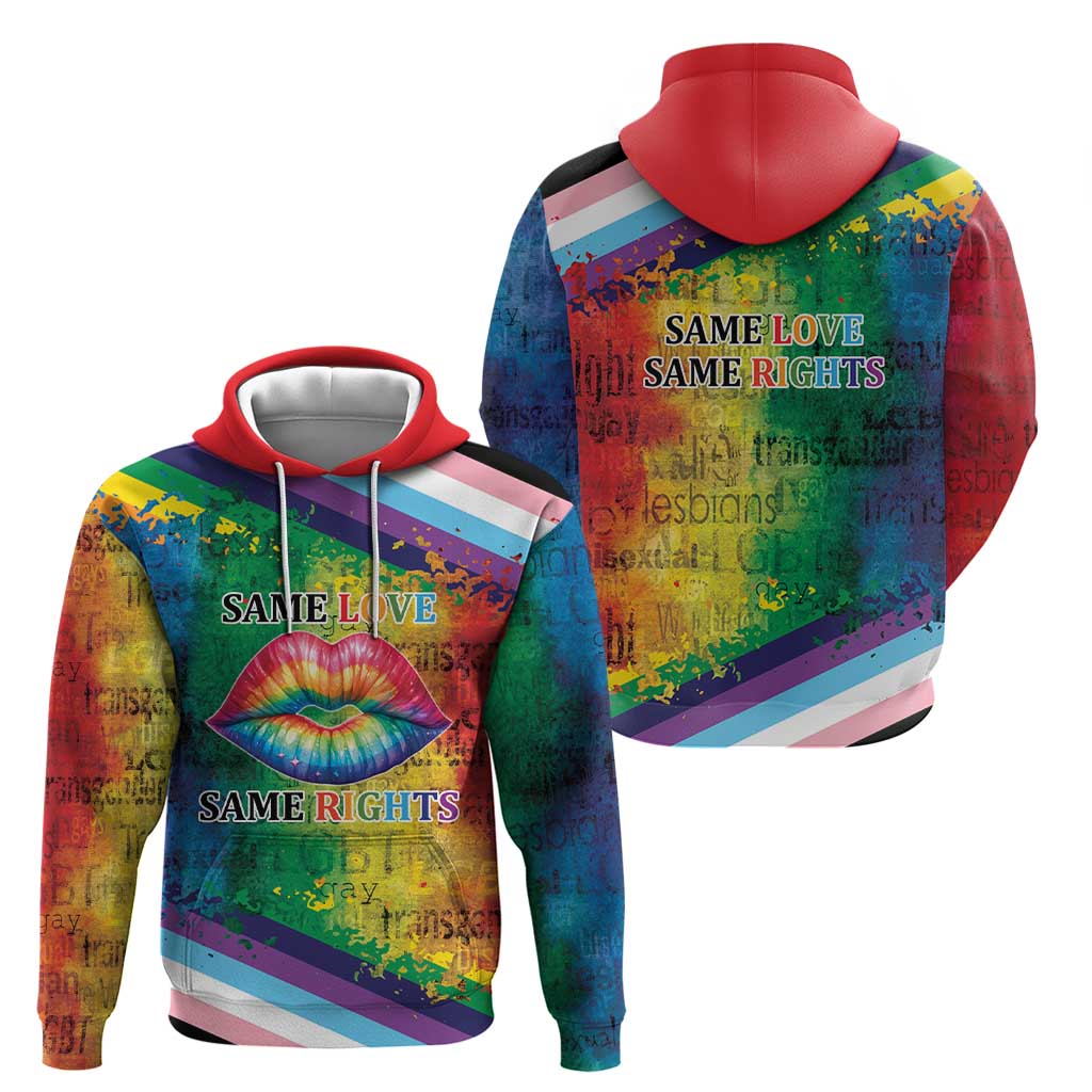 Beautiful Rainbow Lips Kiss Hoodie LGBTQ Same Love Same Rights LT9