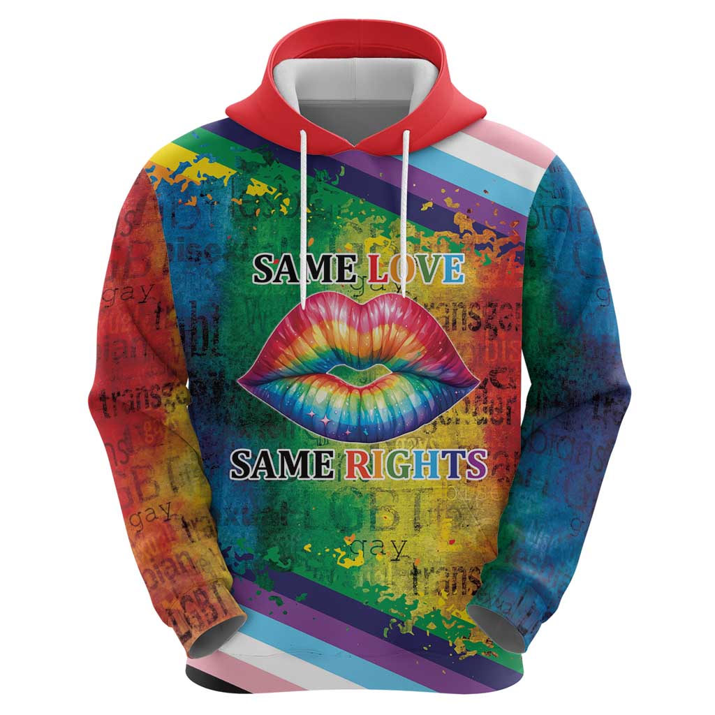 Beautiful Rainbow Lips Kiss Hoodie LGBTQ Same Love Same Rights LT9