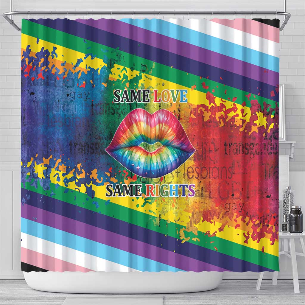 Beautiful Rainbow Lips Kiss Shower Curtain LGBTQ Same Love Same Rights LT9