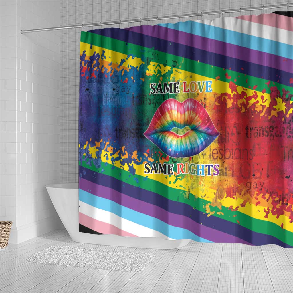 Beautiful Rainbow Lips Kiss Shower Curtain LGBTQ Same Love Same Rights LT9