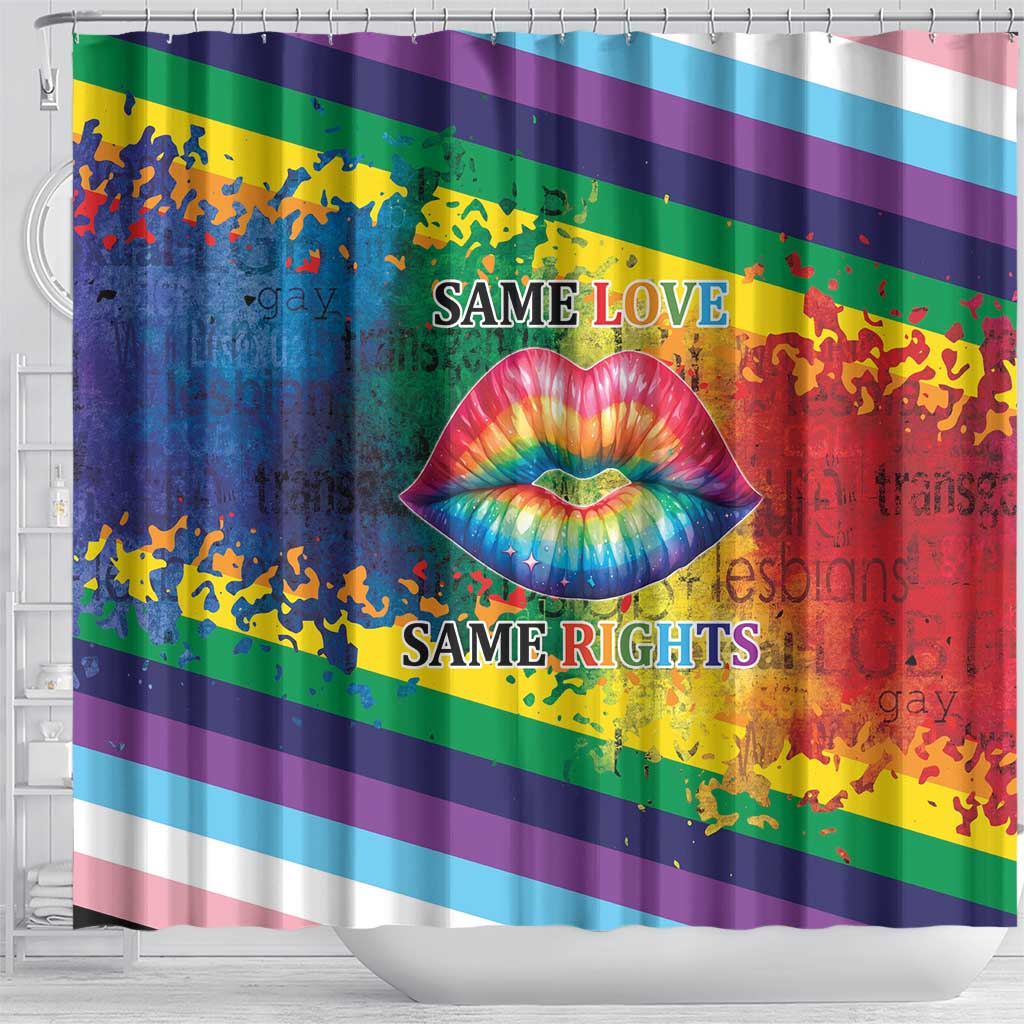 Beautiful Rainbow Lips Kiss Shower Curtain LGBTQ Same Love Same Rights LT9