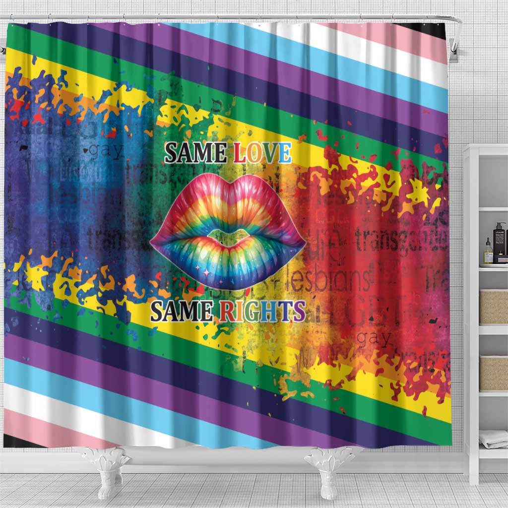 Beautiful Rainbow Lips Kiss Shower Curtain LGBTQ Same Love Same Rights LT9