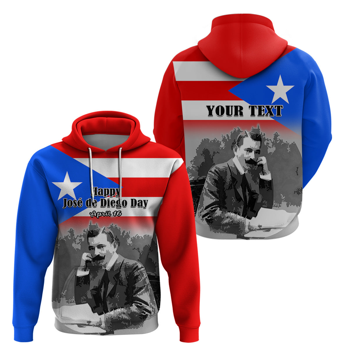 Custom Puerto Rico Hoodie Happy Jose de Diego Day LT14