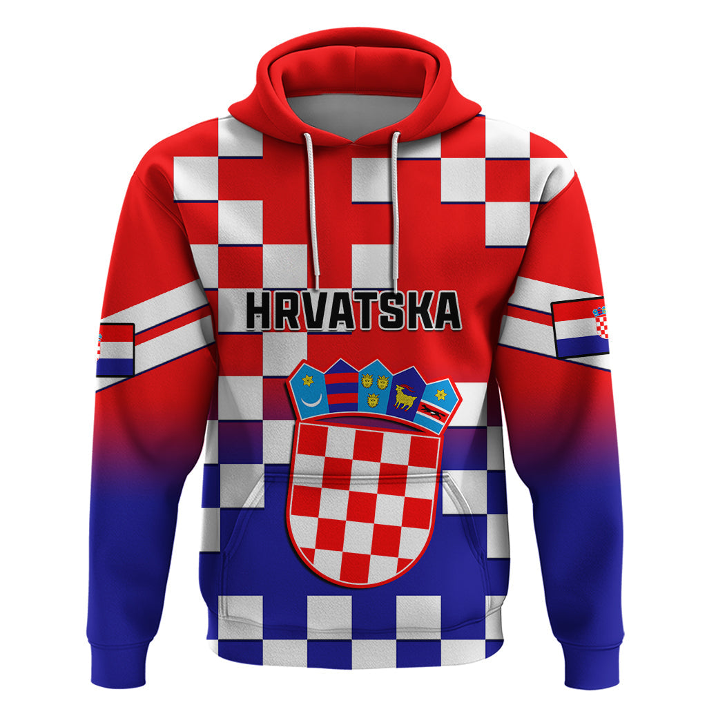 Croatia Hoodie Hrvatska Checkerboard Gradient Style LT14