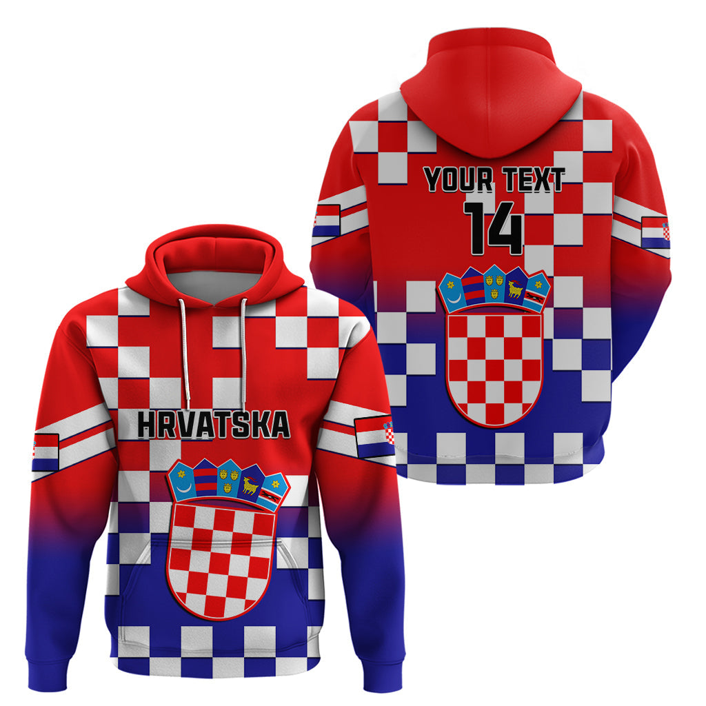 Personalised Croatia Hoodie Hrvatska Checkerboard Gradient Style LT14
