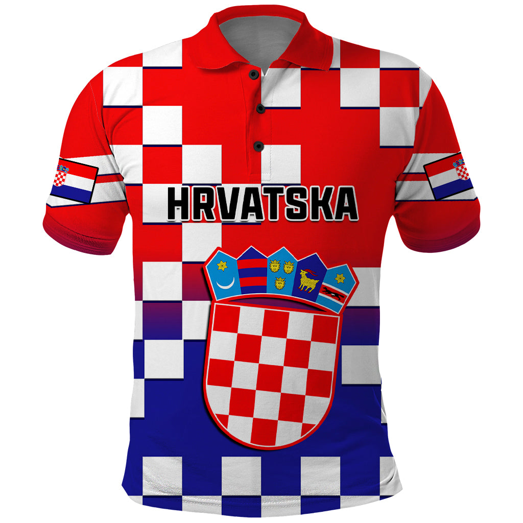Personalised Croatia Polo Shirt Hrvatska Checkerboard Gradient Style LT14