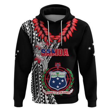 Polynesian Pride Samoa Hoodie Ula Fala Mix Samoan Tribal Black Version LT14