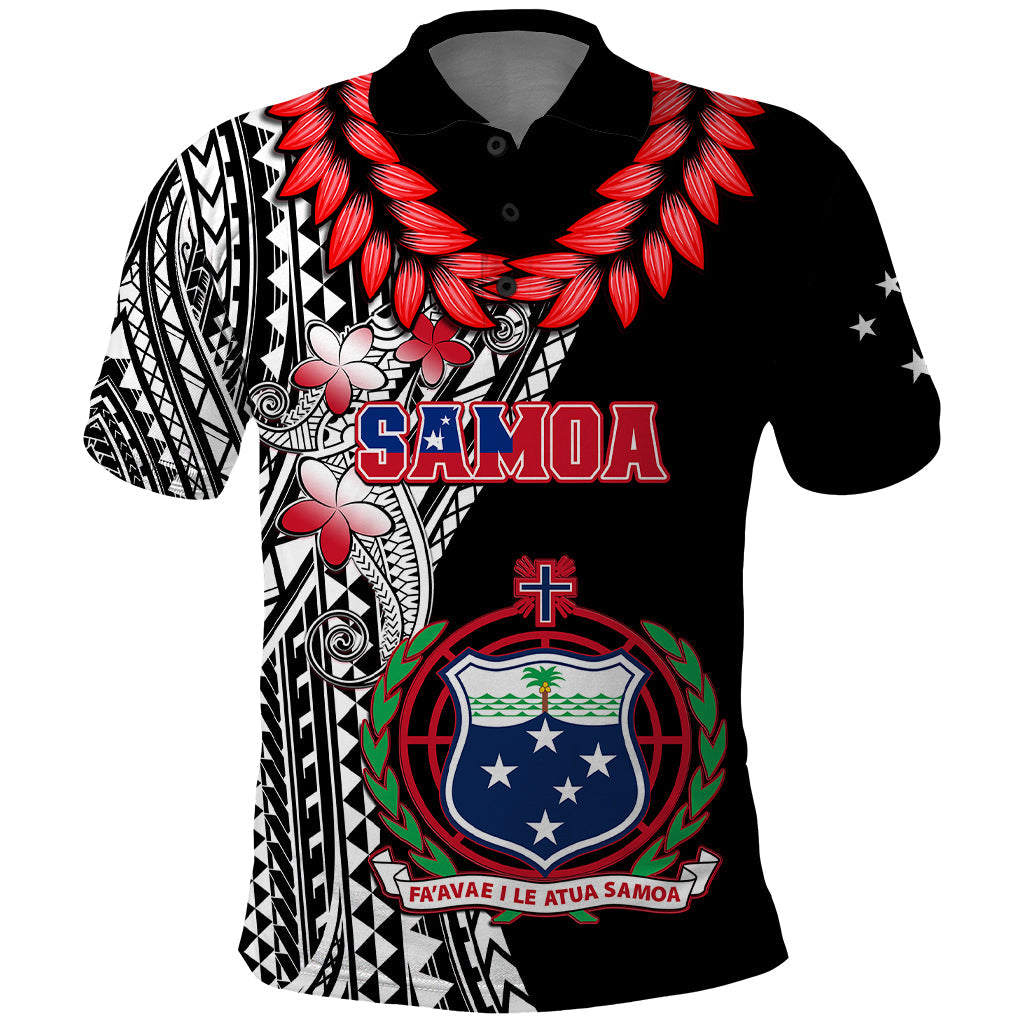 Polynesian Pride Samoa Polo Shirt Ula Fala Mix Samoan Tribal Black Version LT14
