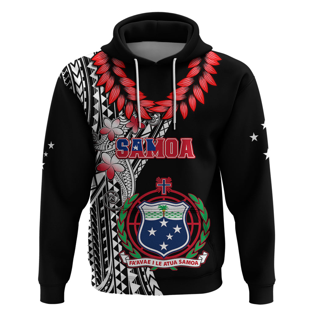 Personalised Samoa Hoodie Ula Fala Mix Samoan Tribal Black Version LT14