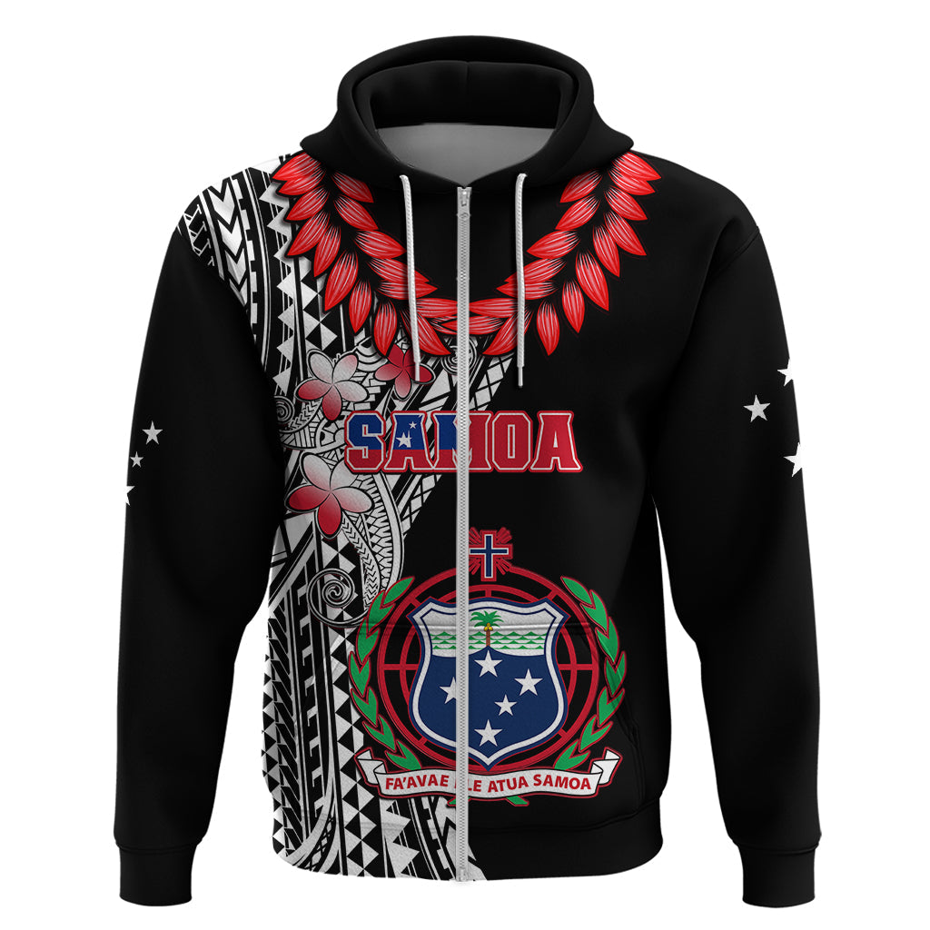 Personalised Samoa Hoodie Ula Fala Mix Samoan Tribal Black Version LT14