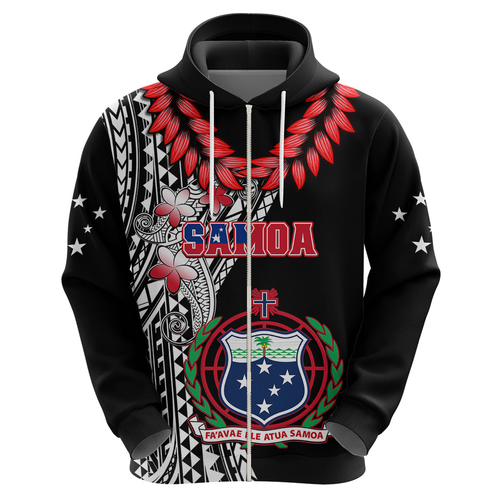 Personalised Samoa Hoodie Ula Fala Mix Samoan Tribal Black Version LT14