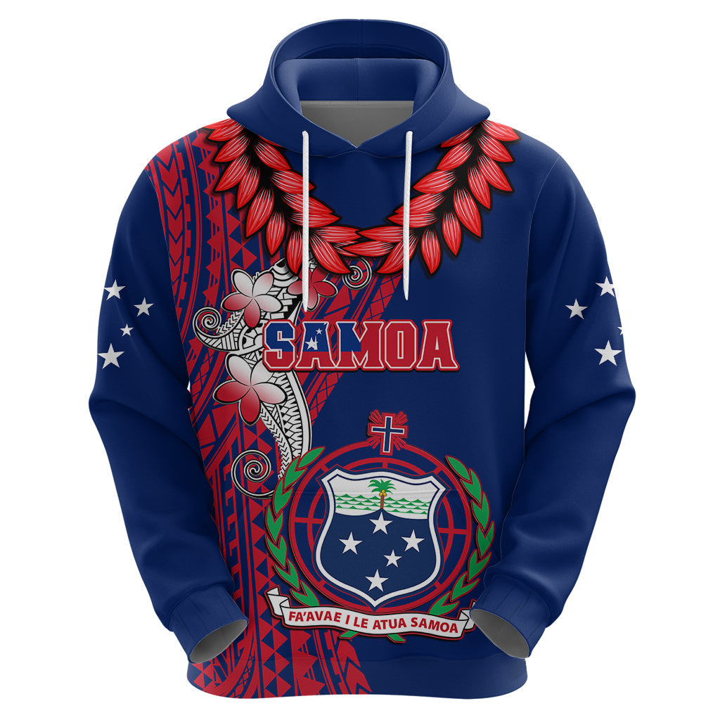 Polynesian Pride Samoa Hoodie Ula Fala Mix Samoan Tribal Blue Version LT14