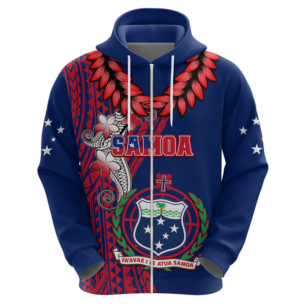 Polynesian Pride Samoa Hoodie Ula Fala Mix Samoan Tribal Blue Version LT14