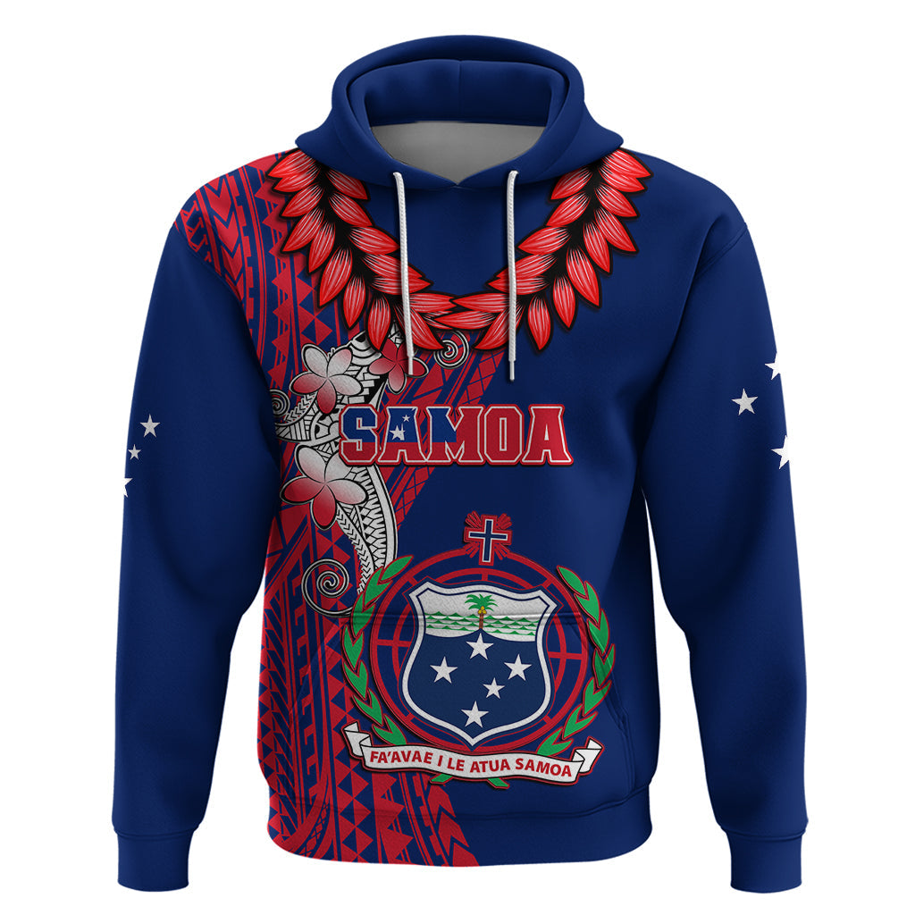 Personalised Samoa Hoodie Ula Fala Mix Samoan Tribal Blue Version LT14