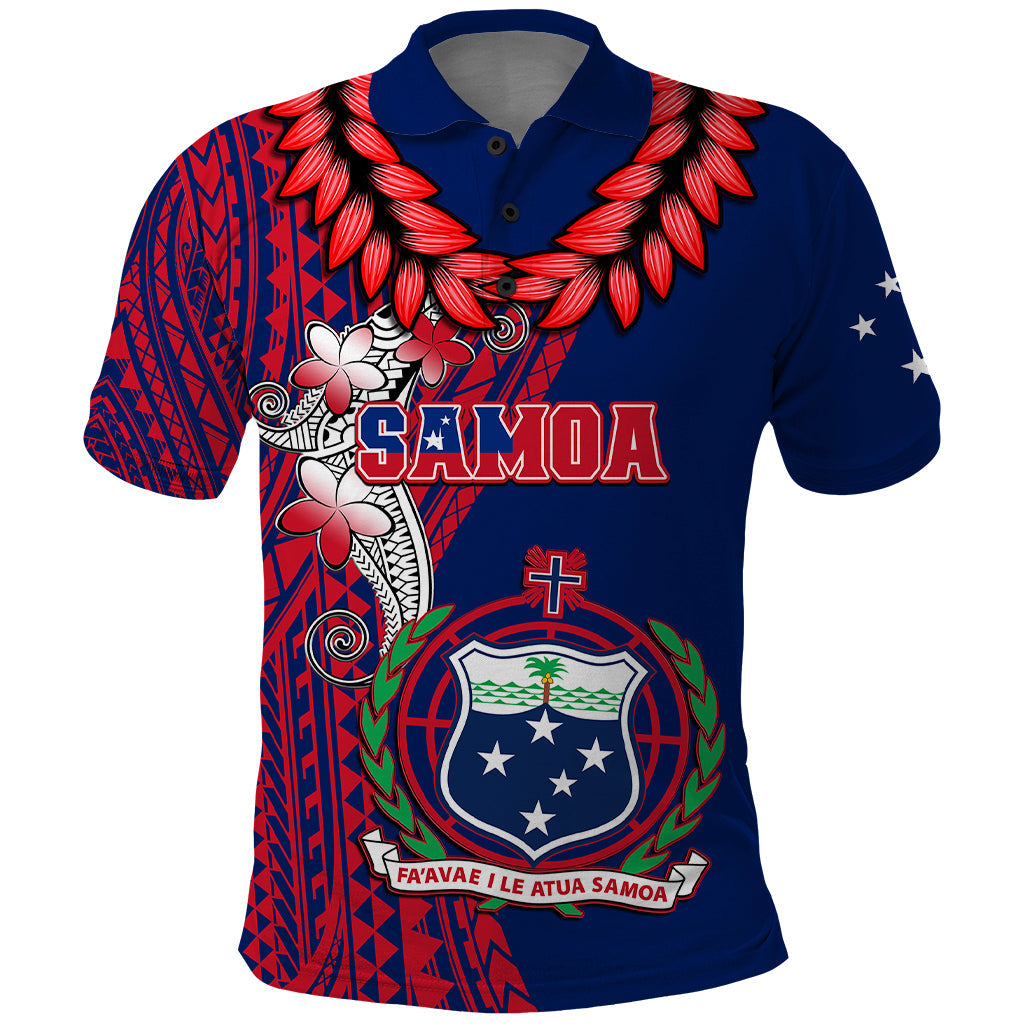 Personalised Samoa Polo Shirt Ula Fala Mix Samoan Tribal Blue Version LT14