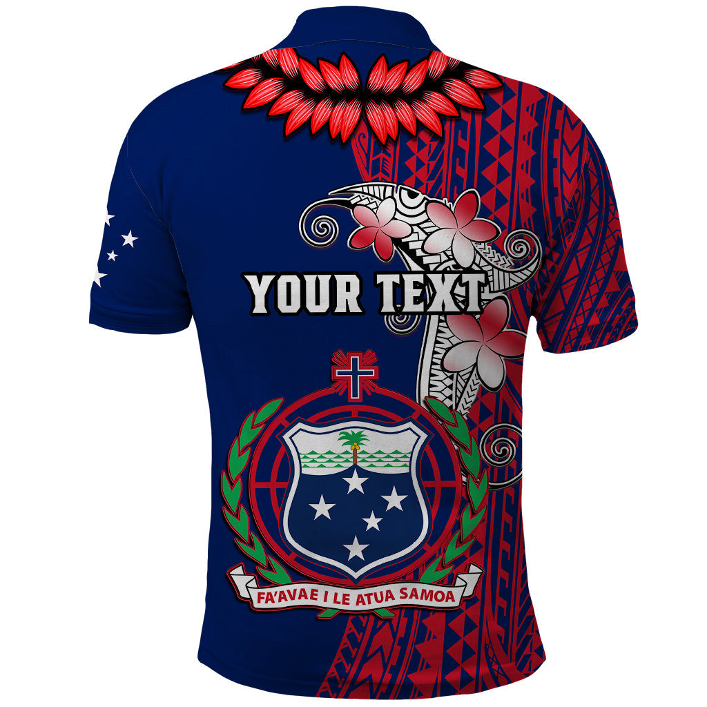 Personalised Samoa Polo Shirt Ula Fala Mix Samoan Tribal Blue Version LT14
