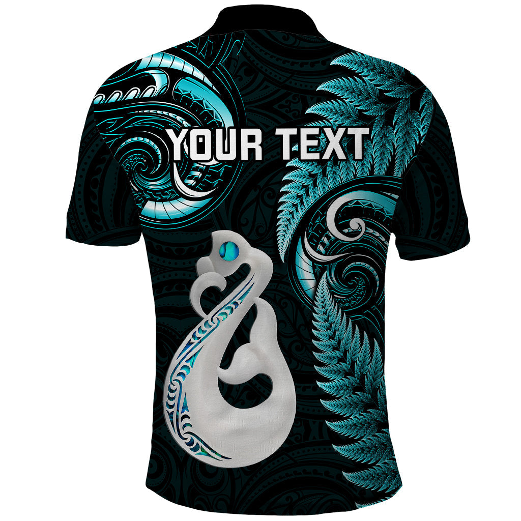 Personalised New Zealand Polo Shirt Aotearoa Silver Fern With Manaia Maori Unique Turquoise LT14