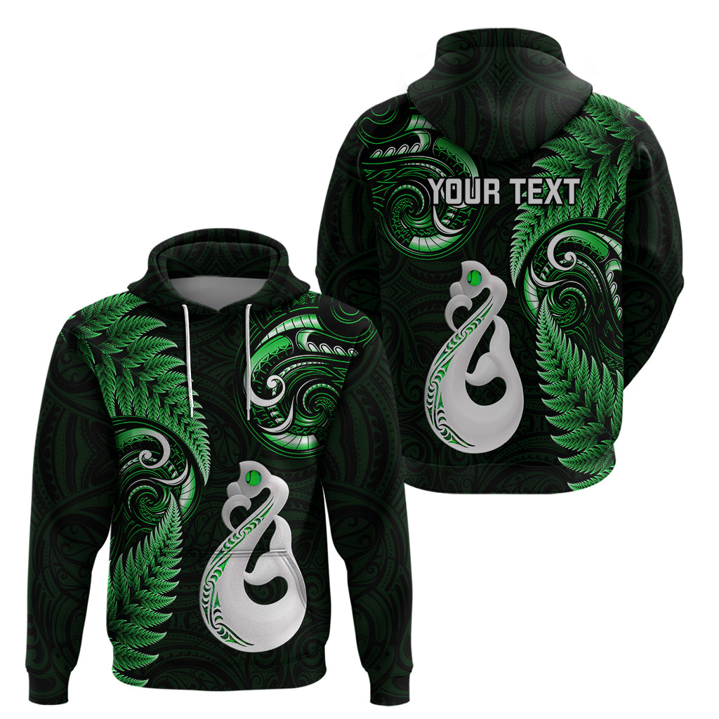 Personalised New Zealand Hoodie Aotearoa Silver Fern With Manaia Maori Unique Green LT14