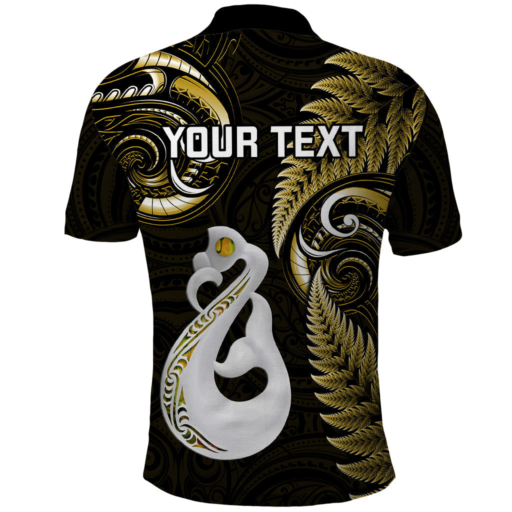 Personalised New Zealand Polo Shirt Aotearoa Silver Fern With Manaia Maori Unique Gold LT14