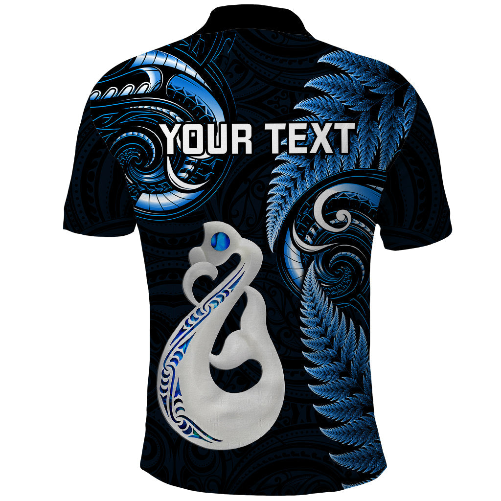 Personalised New Zealand Polo Shirt Aotearoa Silver Fern With Manaia Maori Unique Blue LT14