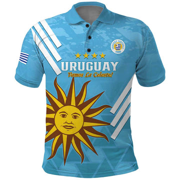 Custom Uruguay Football Polo Shirt 2024 Vamos La Celeste LT14