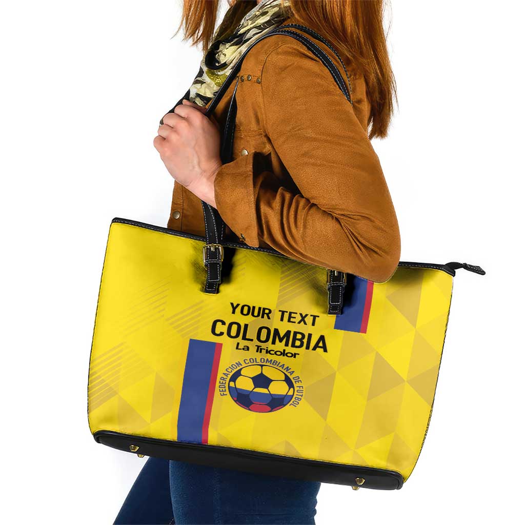 Custom Colombia Football Leather Tote Bag 2024 Vamos La Tricolor - Yellow LT14