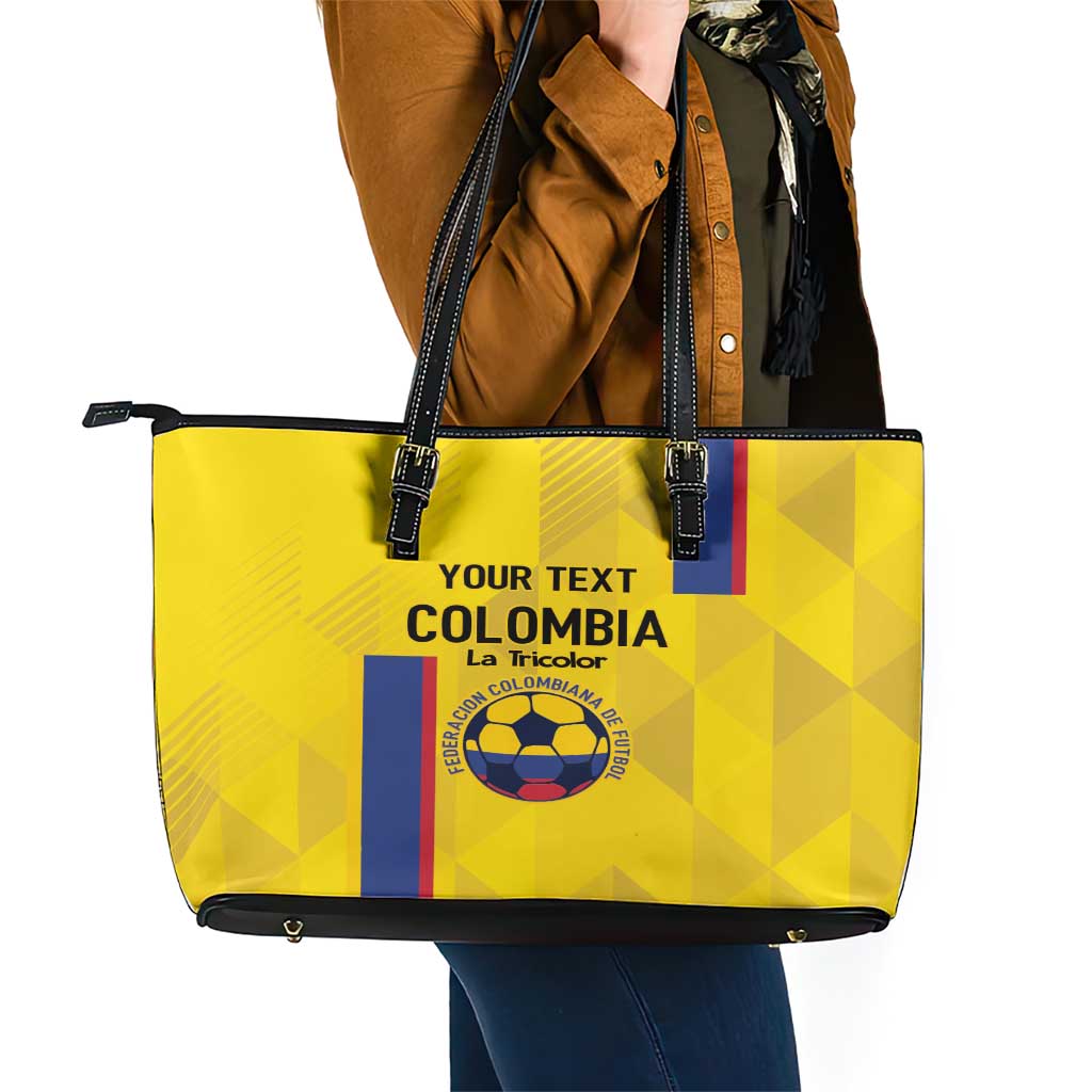Custom Colombia Football Leather Tote Bag 2024 Vamos La Tricolor - Yellow LT14