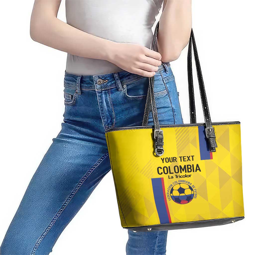 Custom Colombia Football Leather Tote Bag 2024 Vamos La Tricolor - Yellow LT14