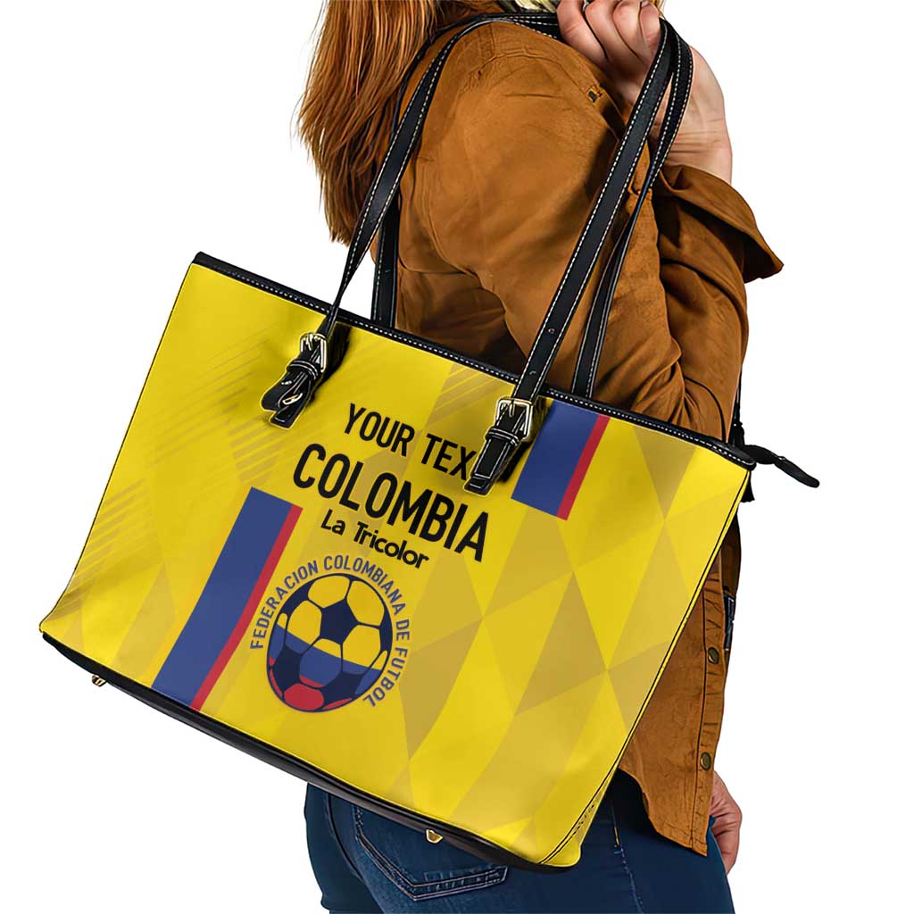 Custom Colombia Football Leather Tote Bag 2024 Vamos La Tricolor - Yellow LT14