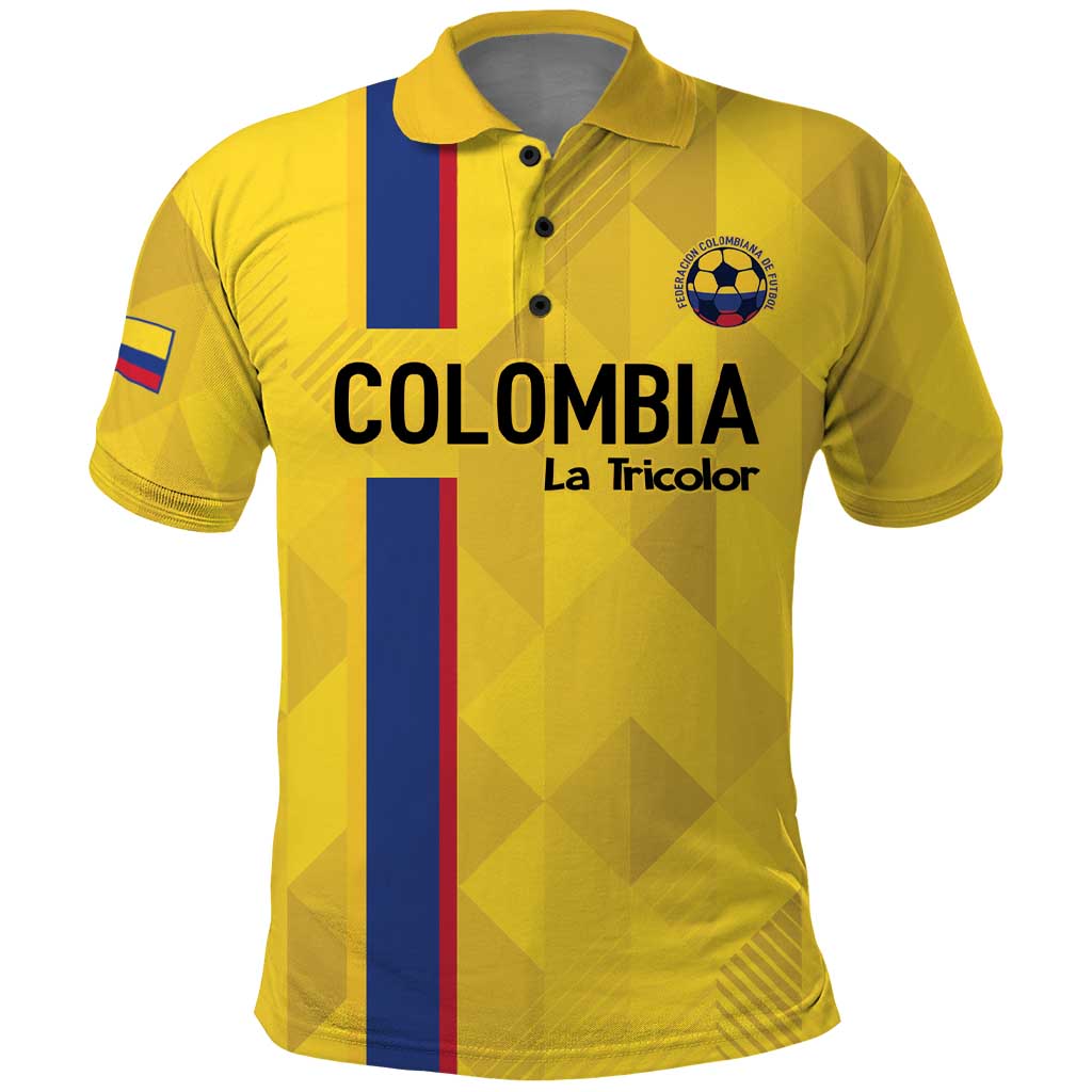 Custom Colombia Football Polo Shirt 2024 Vamos La Tricolor - Yellow LT14