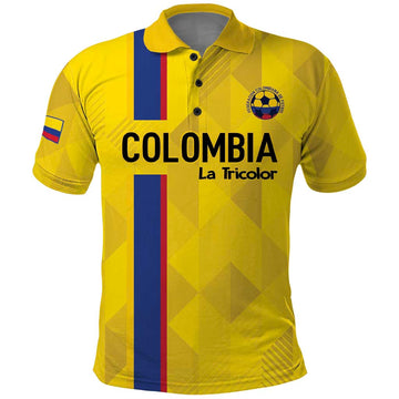 Custom Colombia Football Polo Shirt 2024 Vamos La Tricolor - Yellow LT14